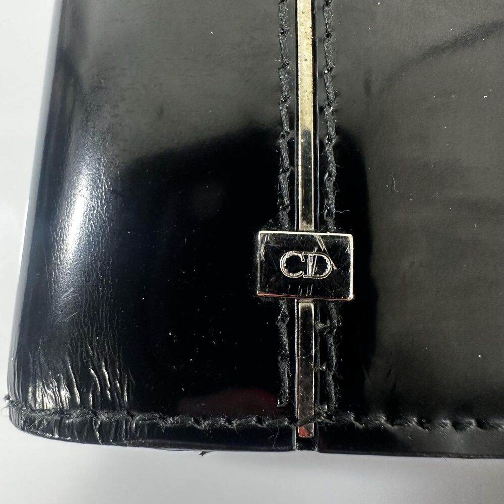 Dior Homme Long Wallet Mens One Size Black Patent Leather Bifold Checkbook Italy - Picture 3 of 16